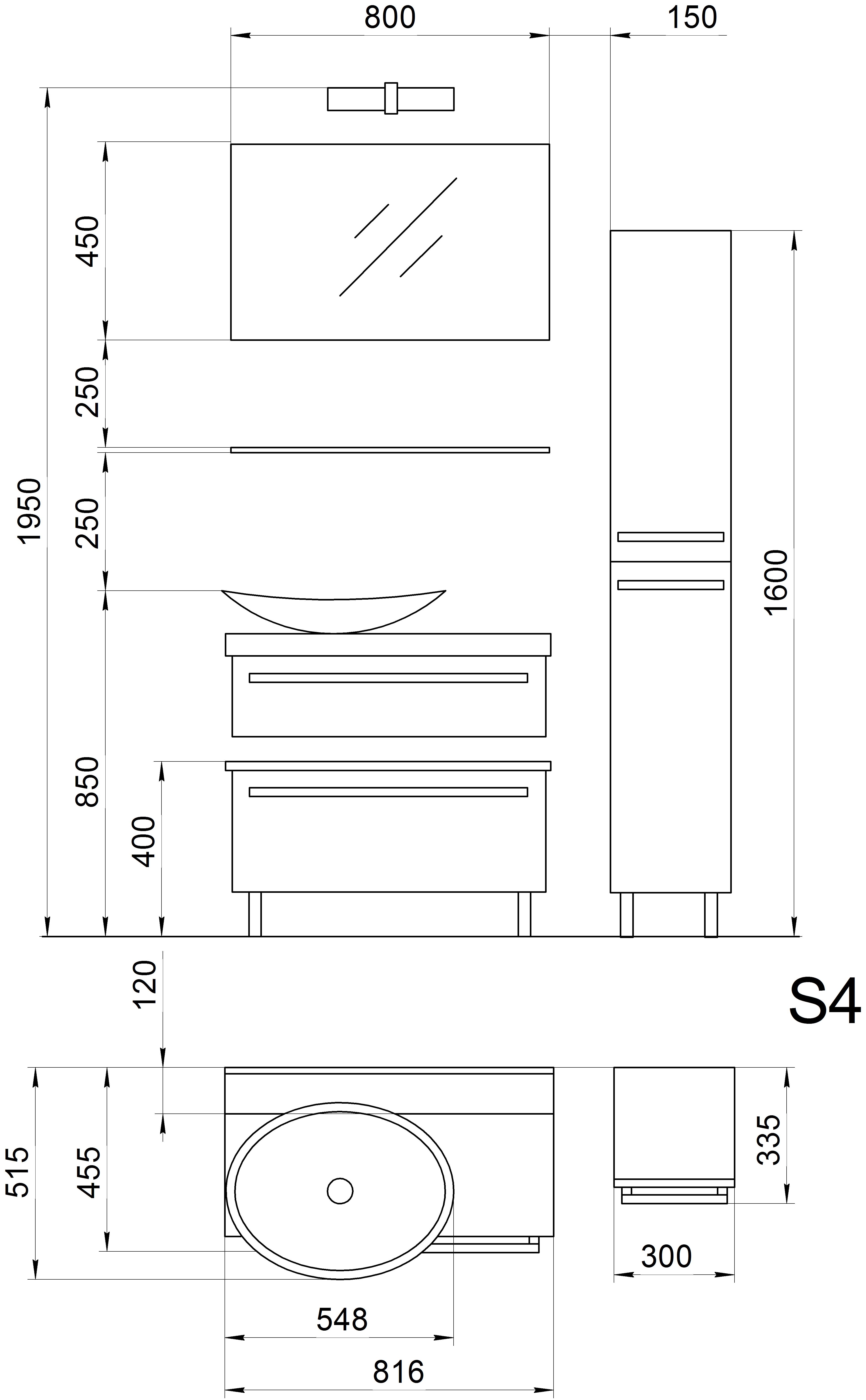 Размеры мебели в ванную